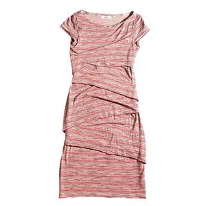 Anthropologie Bailey 44 Y2K Sorrell Dress…Red + Beige Striped Tier Bodycon, XS
